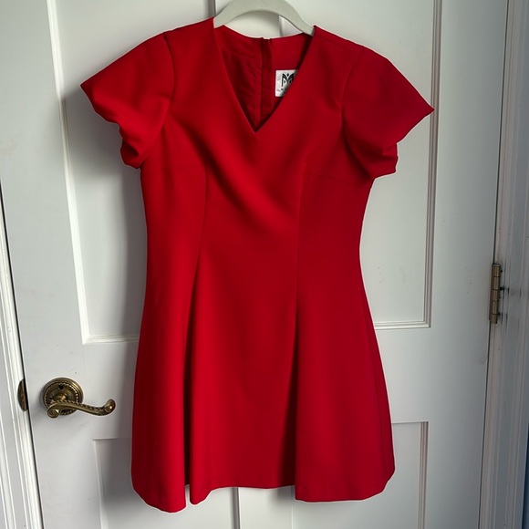Milly Minis Red Puffy Sleeve V-neck Dress - size 2 - Picture 1 of 3